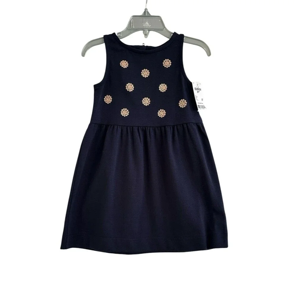 OshKosh B’gosh Sleeveless Dress NEW Size 3T Navy Gold